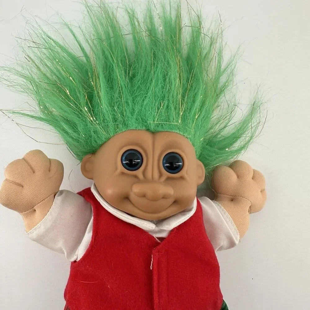 Vintage Russ Troll Kids Doll 10 Inches‎ Plush Green and Silver Hair Soft Body
